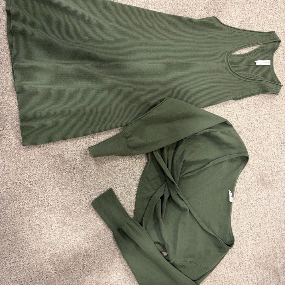 2 piece green sweater dress